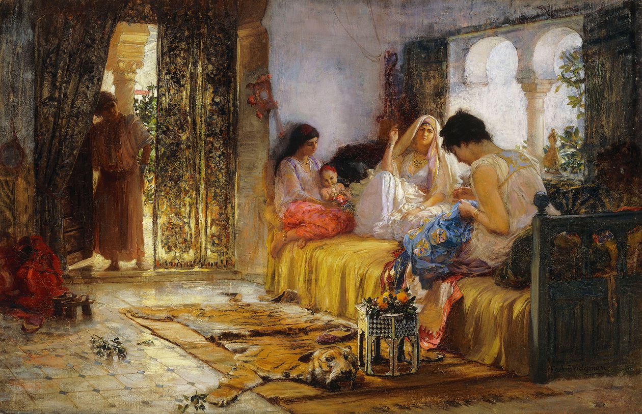 innenriks interiørscene, av Frederick Arthur Bridgman
