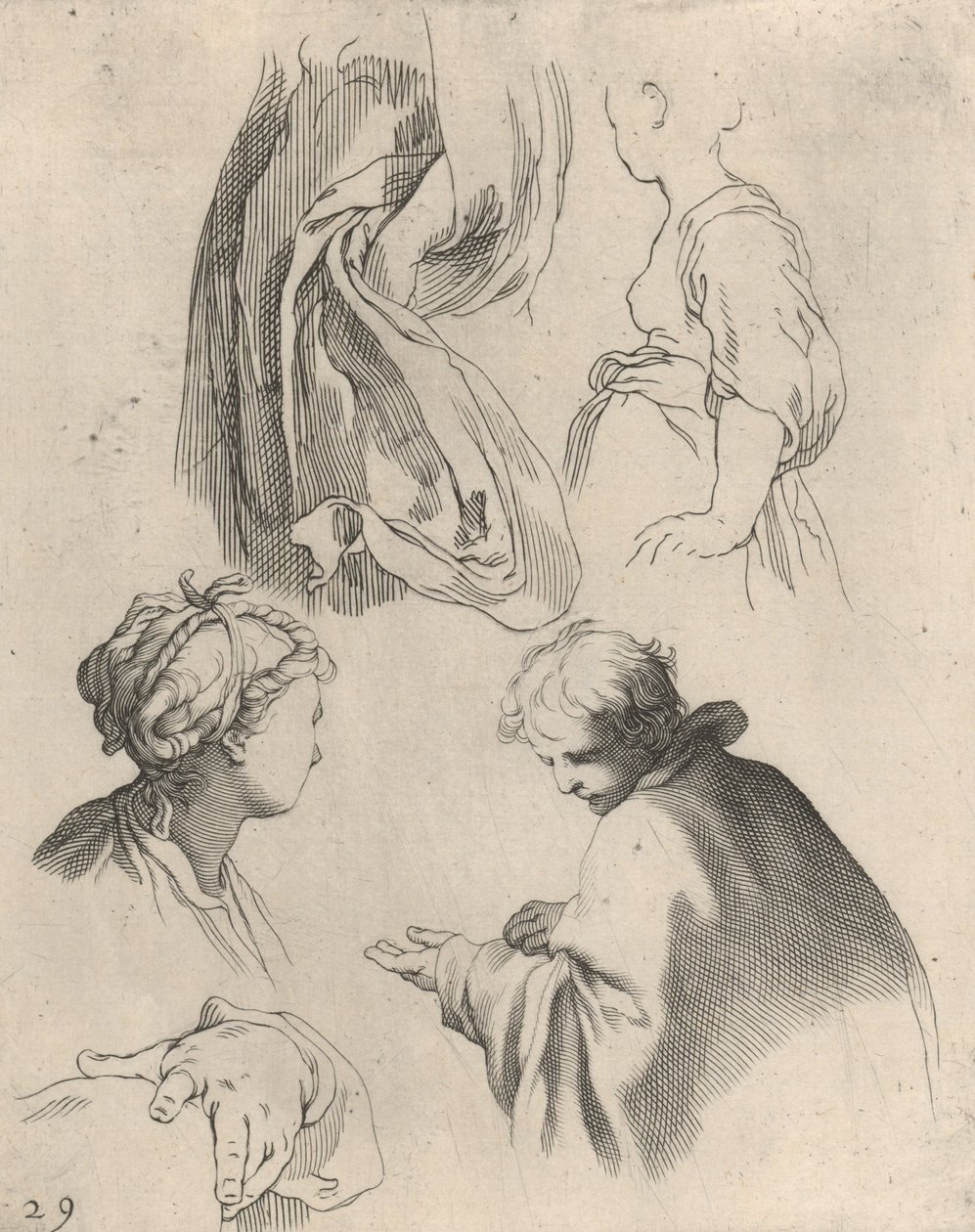 Figurstudier, fra Tegnebok, 1650-56. av Frederick Bloemaert