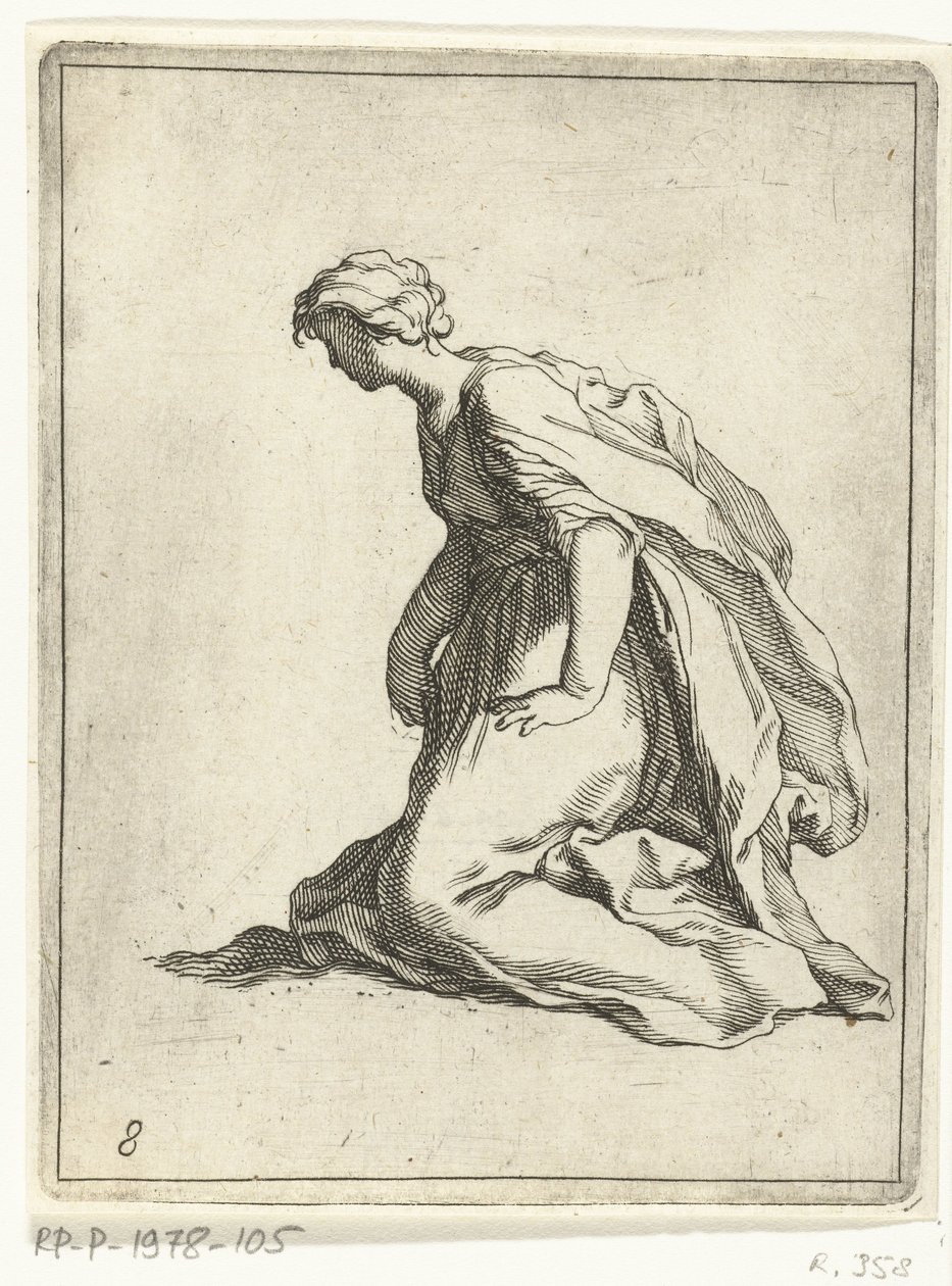 Knelende ung kvinne 15 små figurer (serietittel) av Frederick Bloemaert