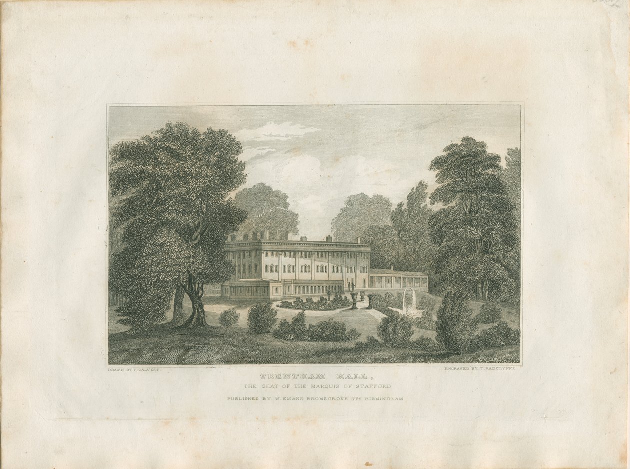 Trentham Hall: gravering, nd [c 1830] (trykk) av Frederick Calvert