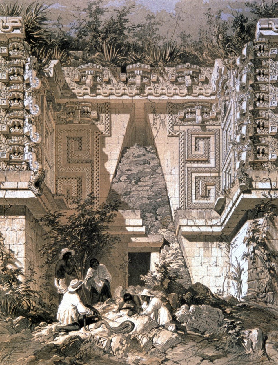 Gateway, guvernørens hus, Uxmal av Frederick Catherwood