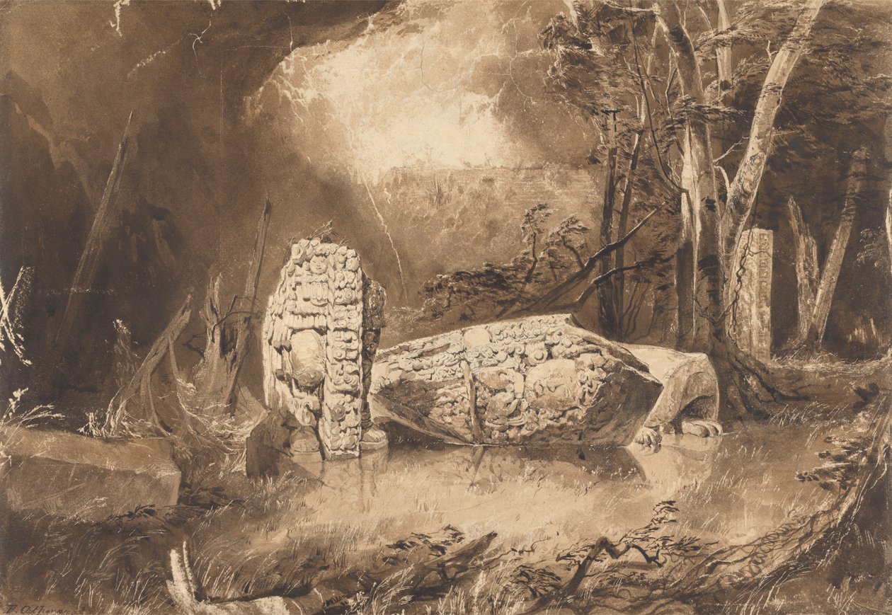 Maya Stela i Copan, Honduras av Frederick Catherwood