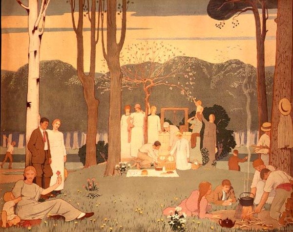 Piknikscene (plakat) av Frederick Cayley Robinson