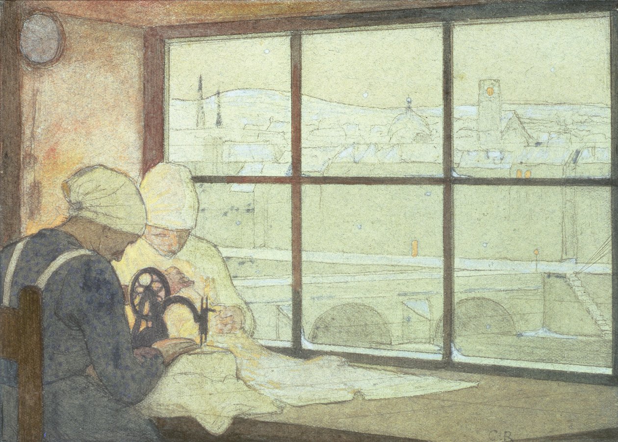 The Vigil (blyant og wc) av Frederick Cayley Robinson