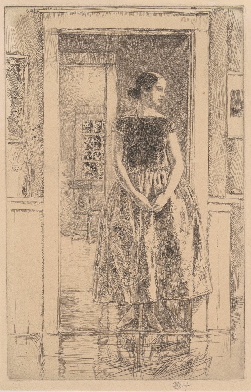 Jente i en moderne kjole, 1922. av Frederick Childe Hassam