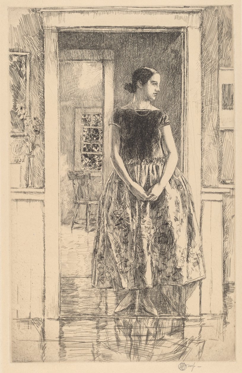 Jente i en moderne kjole, 1922. av Frederick Childe Hassam