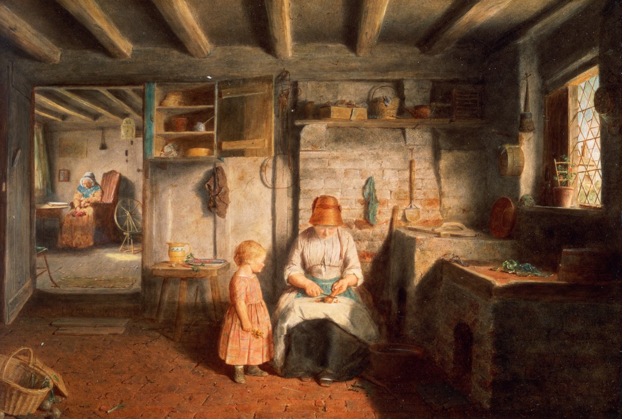 Forbereder til middag, 1854 (panel) av Frederick Daniel Hardy
