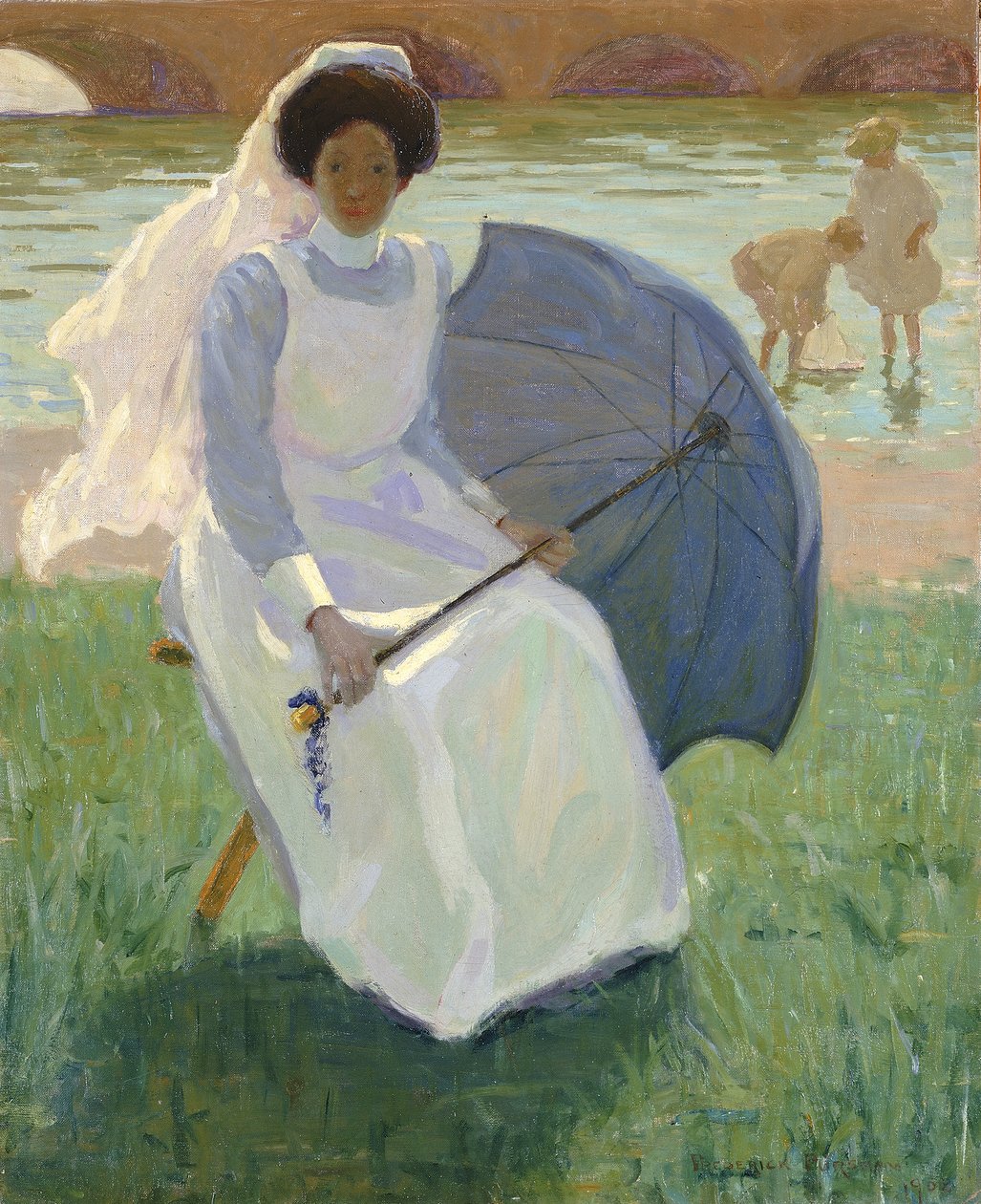 Kvinne med grønn parasoll, 1908. av Frederick F. Fursman