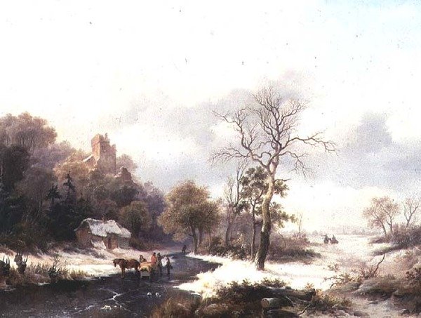 Reisende i et vinterlandskap av Frederick Marianus Kruseman