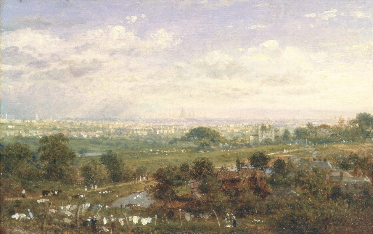 London fra Islington Hill, ca. 1820-30 av Frederick Nash