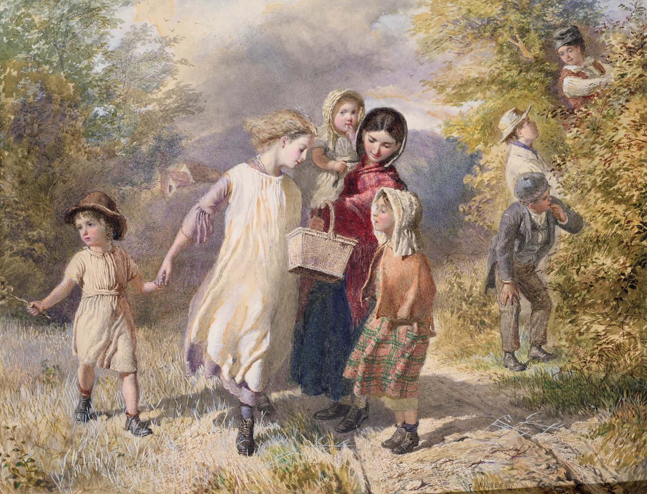 Blackberrying, 1860 (wc på papir) av Frederick Walker