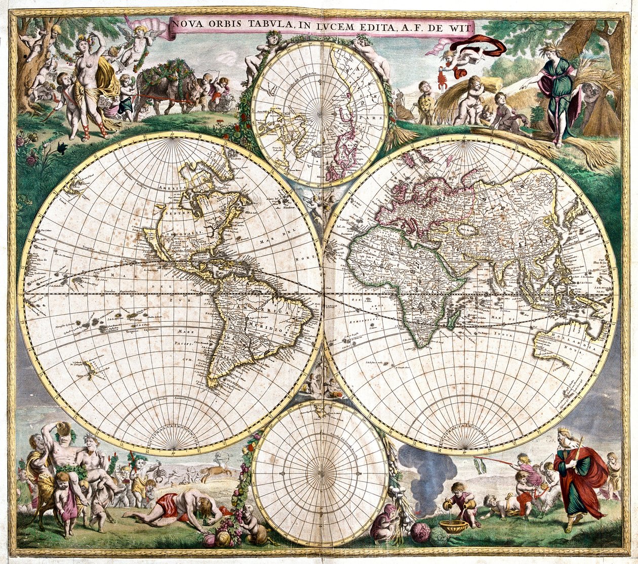 Planisphere World (etsing av Frederick de Wit