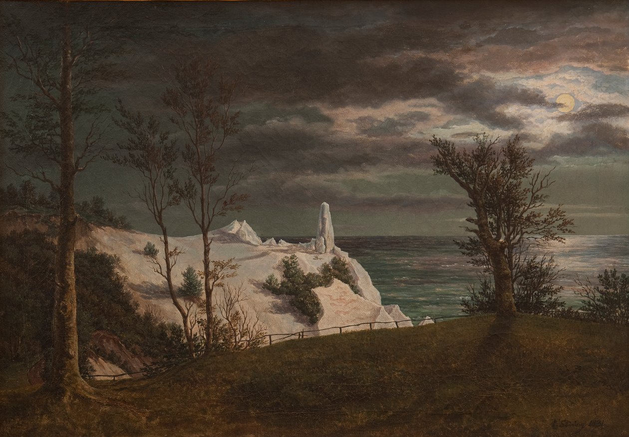 Sommerspiren på Møns Klint. Måneskinn av Frederik Sødring