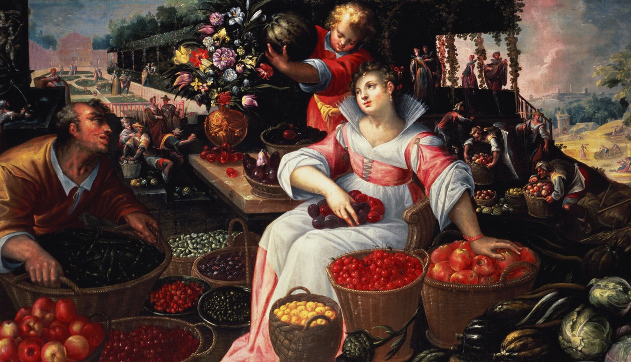 Fruktmarked (sommer), 1590 av Frederik Valckenborch