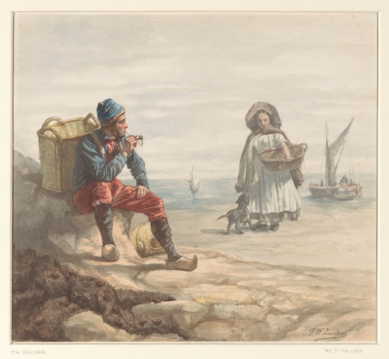Fiskere på stranden av Frederik Willem Zürcher