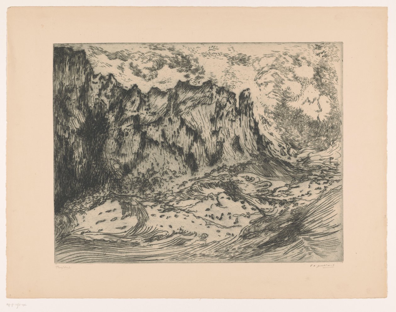 Bølger ved steiner av Frederika Henriëtte Broeksmit (signed by artist)