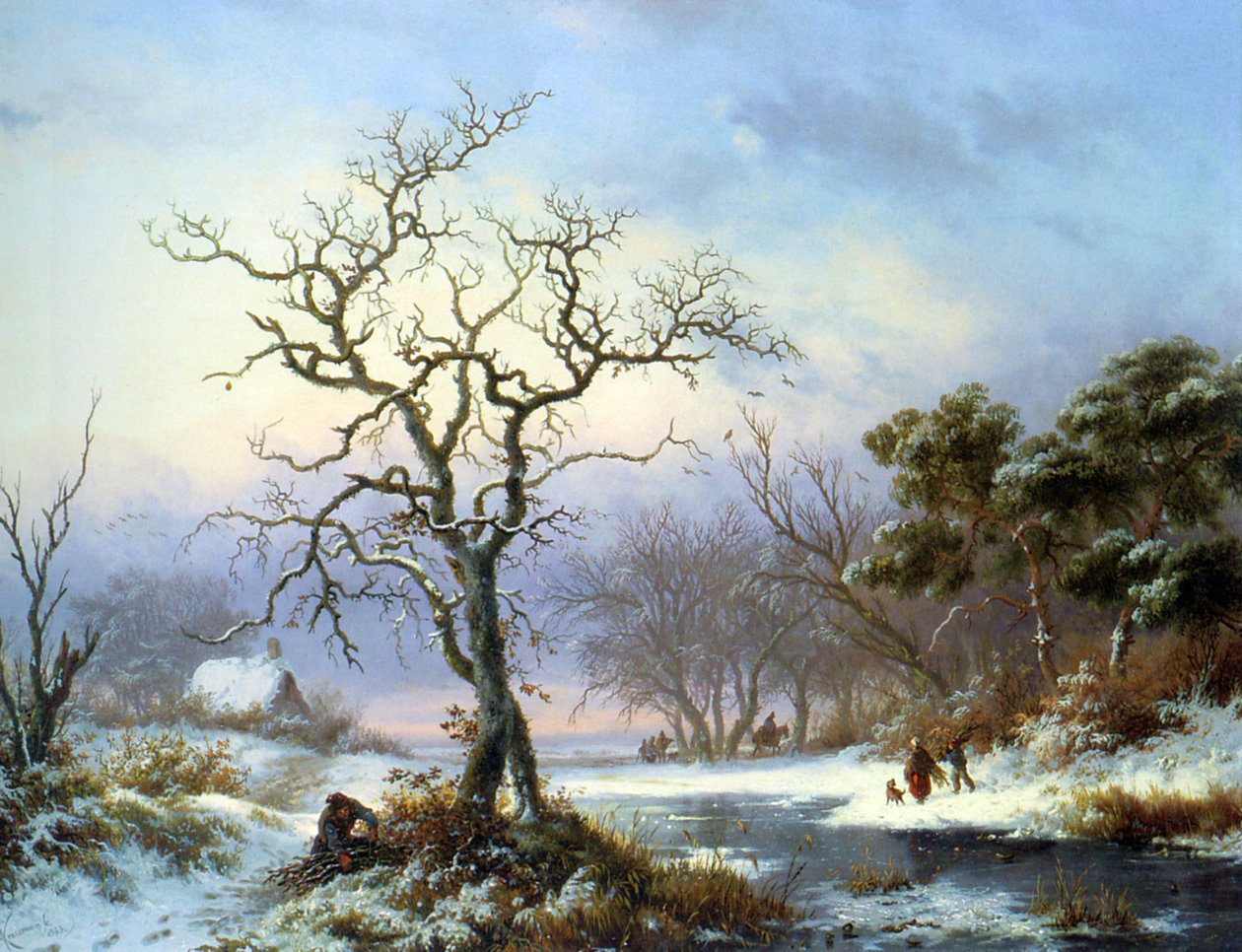 Fagot -samlere i et vinterlandskap av Fredrik Marinus Kruseman