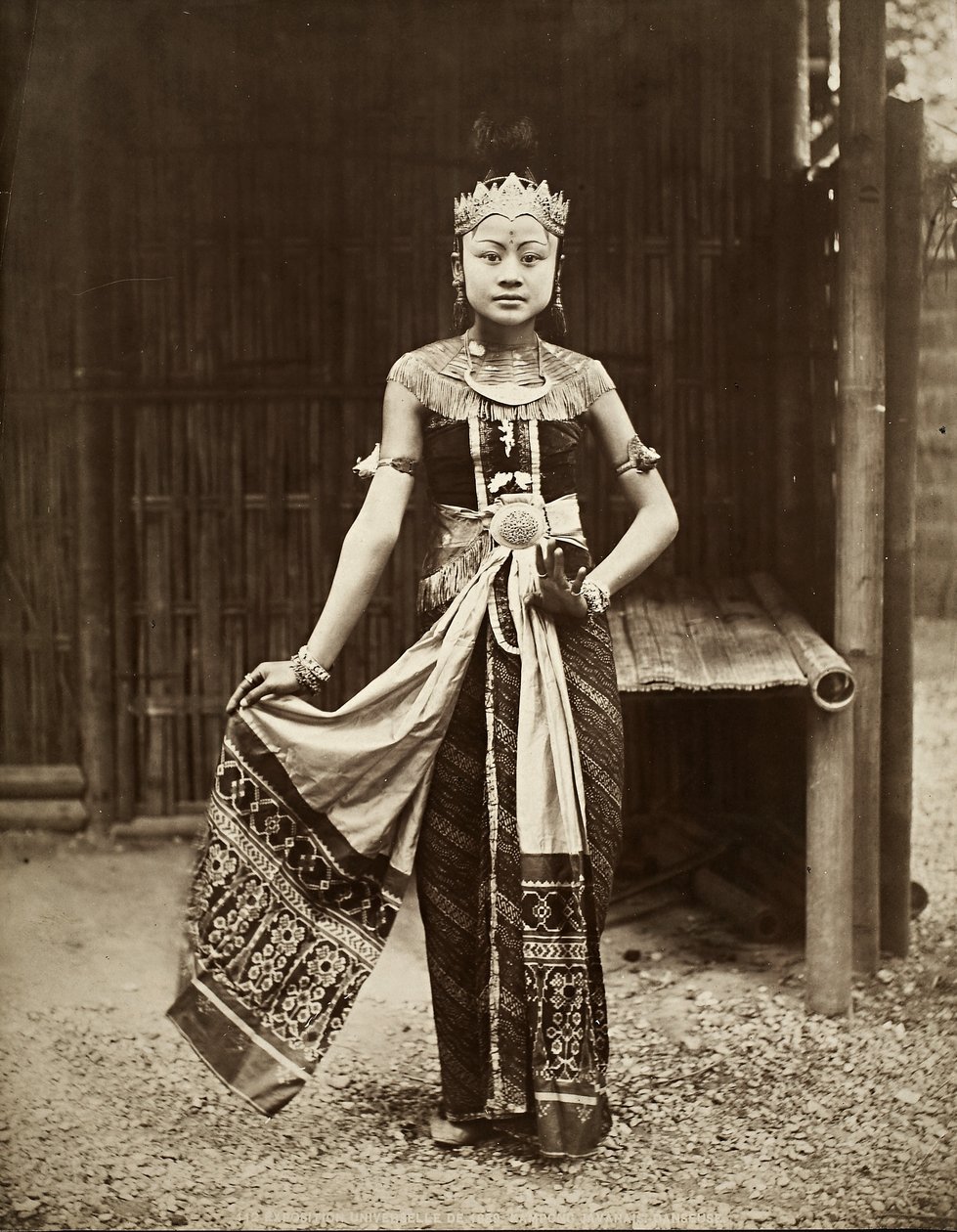 Danser ved den javanske landsbyen, Exposition Universelle, Paris, 1889 (albumtrykk) av French Photographer