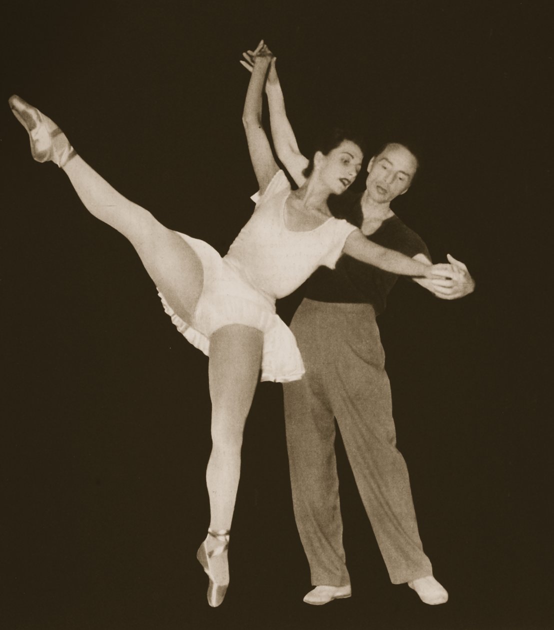 George Balanchine med Tamara Toumanova, fra Grand Ballet de Monte-Carlo, 1949 (fotogravyr) av French Photographer