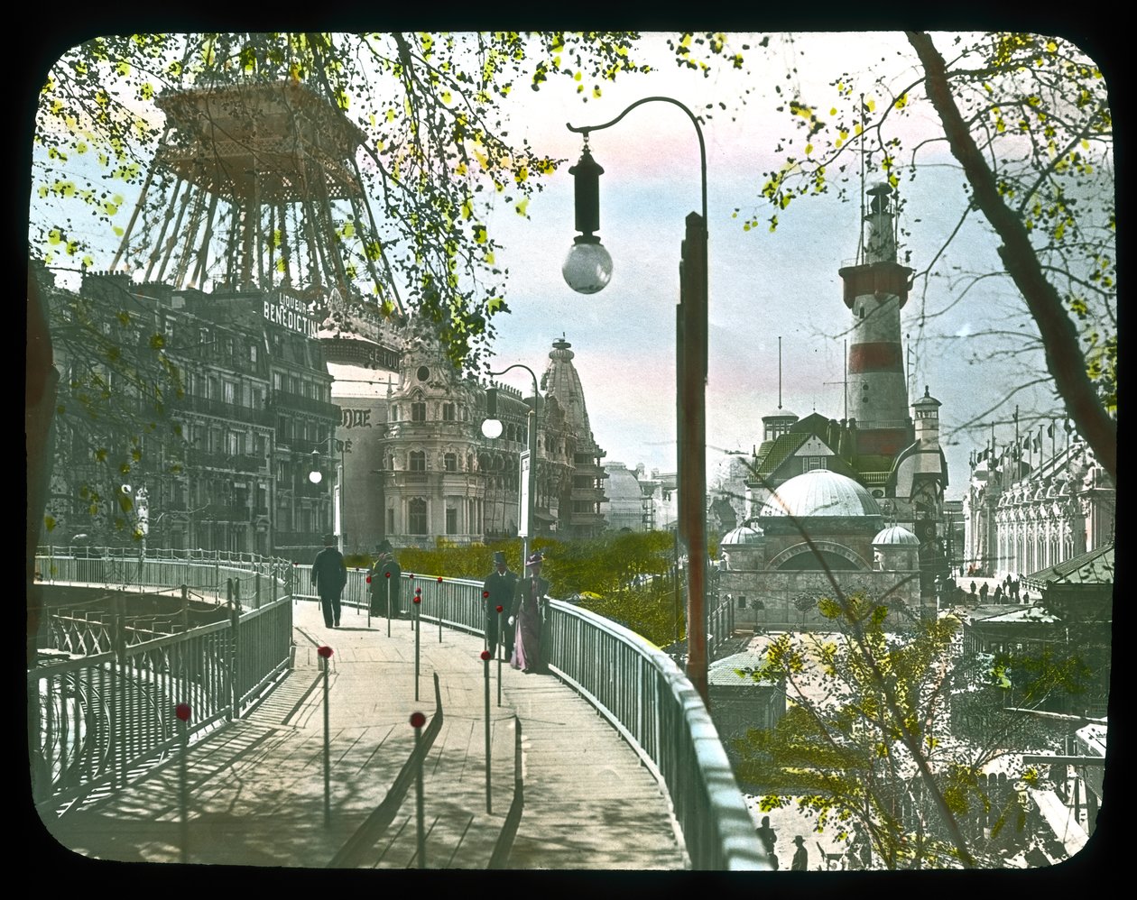 Paris-utstilling: Moving Sidewalk, 1900 (lanternesklie) av French Photographer