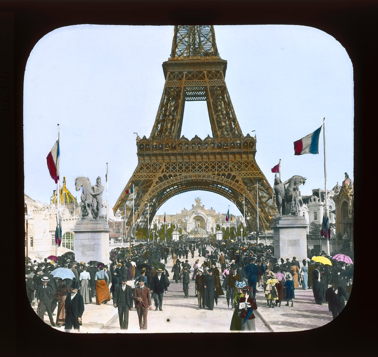 Paris-utstilling: Pont dJena mot Chateau of Water, 1900 (lanternesklie) av French Photographer