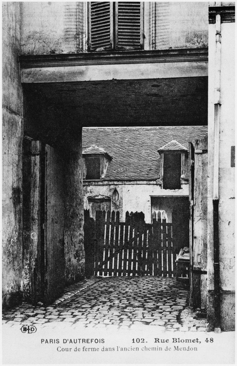 Postkort som viser Rue Blomet, Paris, ca. 1900 av French Photographer