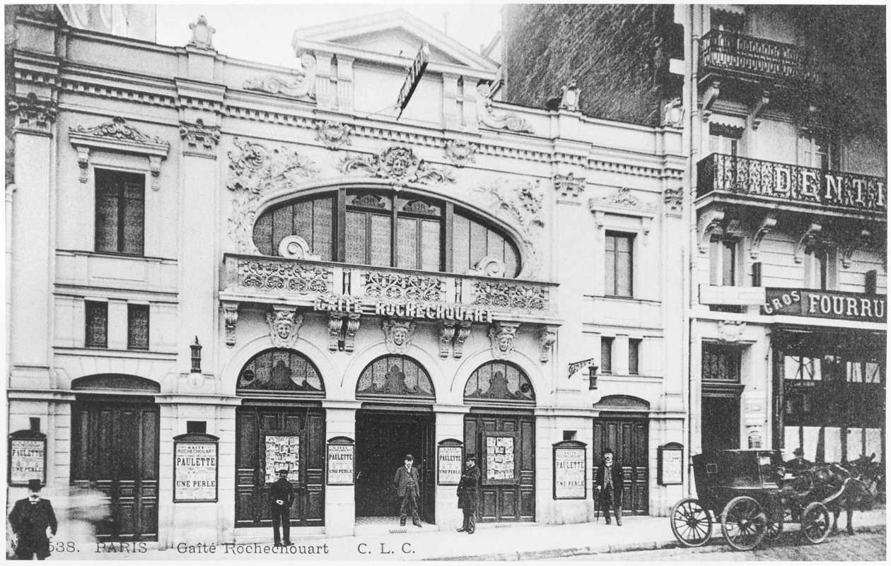 Postkort som viser Cafe-konserten Gaite Rochechouart, 15 Boulevard Rochechouart, Paris, ca. 1900 av French Photographer