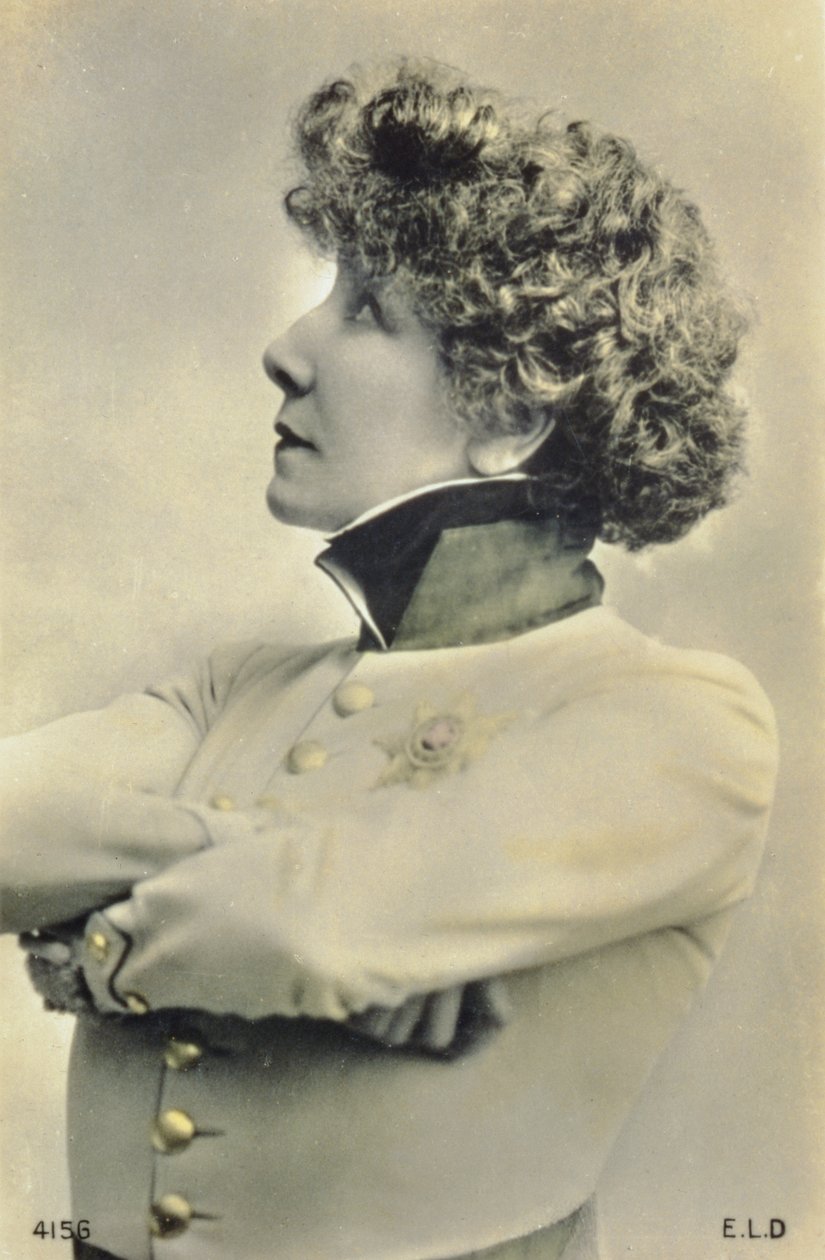 Postkort som viser skuespillerinnen Sarah Bernhardt (1844-1923) av French Photographer