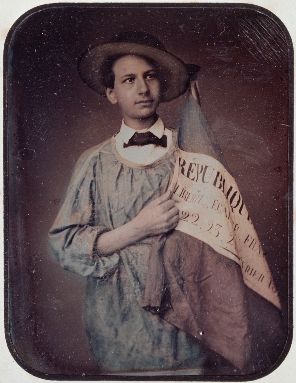 Ung mann med et flagg, 1848 (daguerreotypi) av French Photographer
