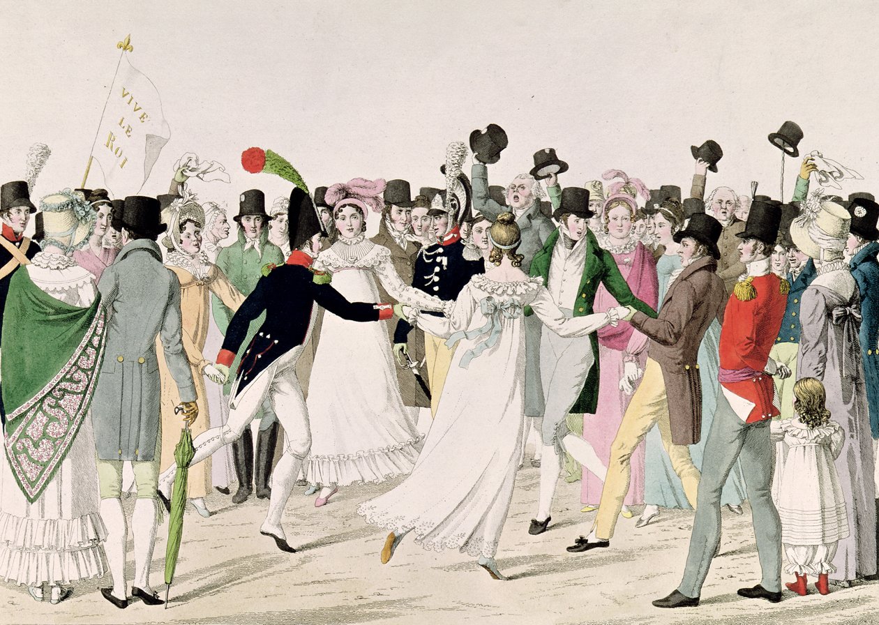 En kveld på Tuileriene i juli 1815 av French School