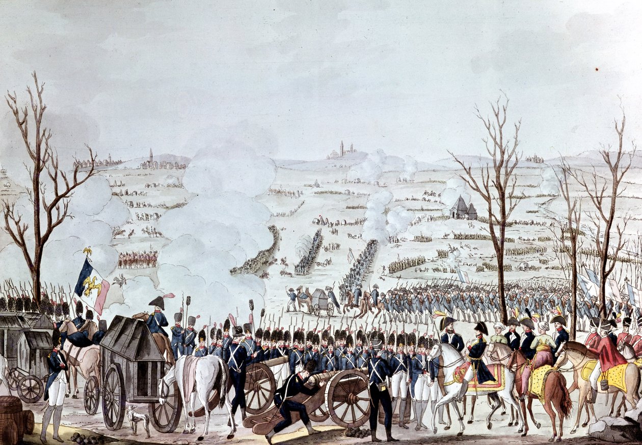 Slaget ved Austerlitz, 2. desember 1805 (fargegravering) av French School
