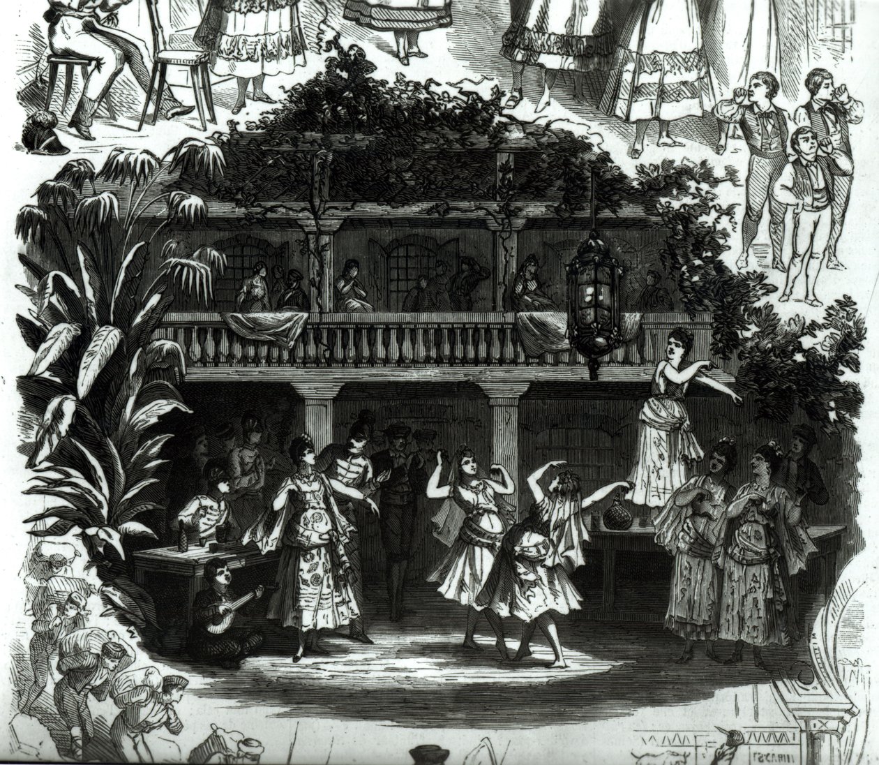 Carmen i tavernaen Lilas Pastia, scene fra operaen av Georges Bizet (1838-75) av French School