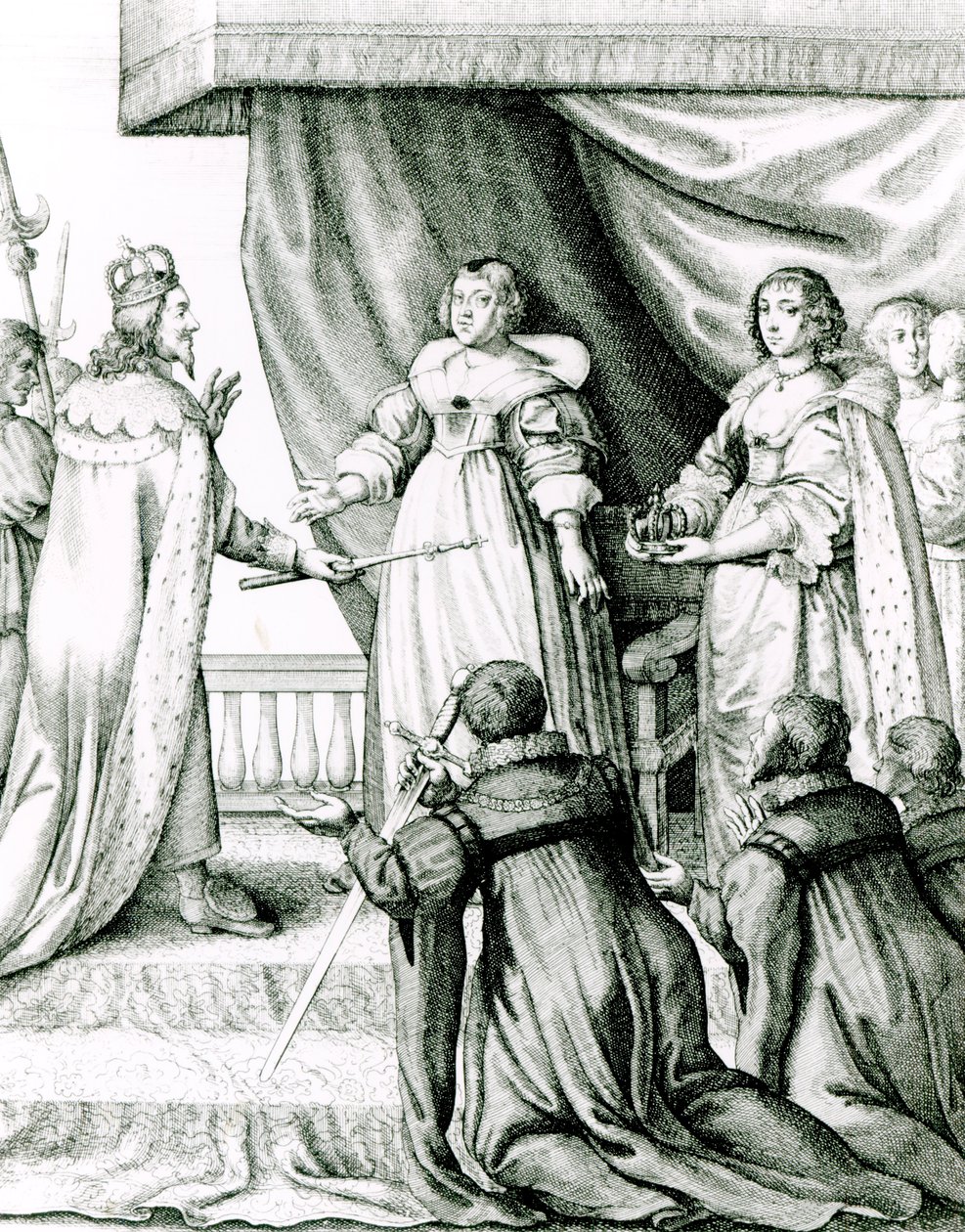 Charles I får septer og krone av French School