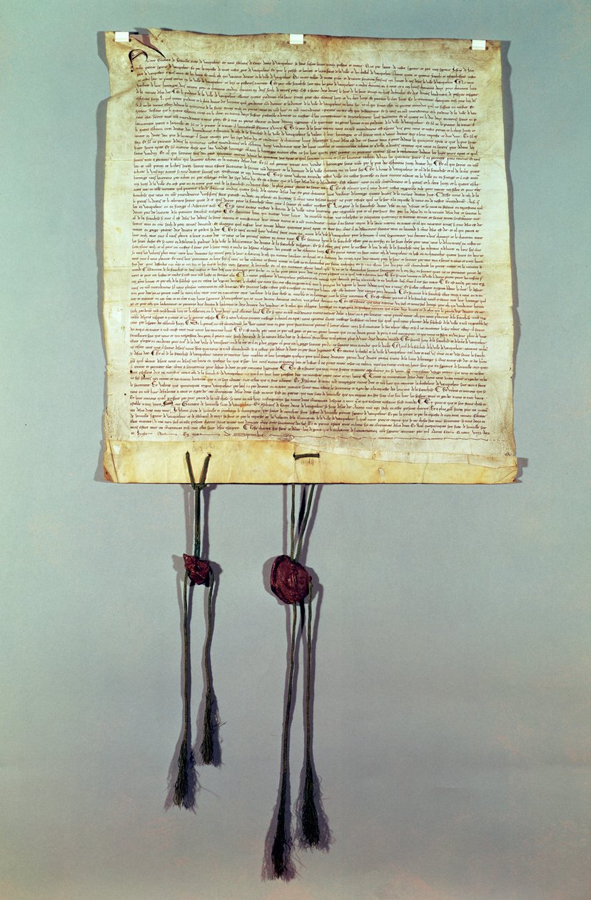 Franchise Charter of the City of Vaucouleurs, gitt av Gauthier de Joinville, bekreftet av hans onkel, Jean de Joinville, september 1298 av French School