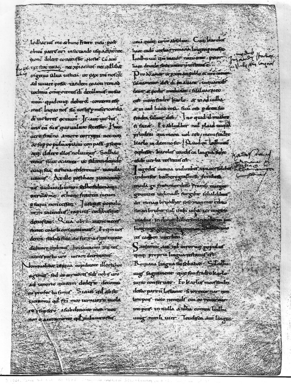 Faksimilekopi av Ms 9786 fol.135 The Oath of Strasbourg, sverget av Karl den skallede (823-877) og Ludvig den tyske (ca. 804-876) 842 av French School