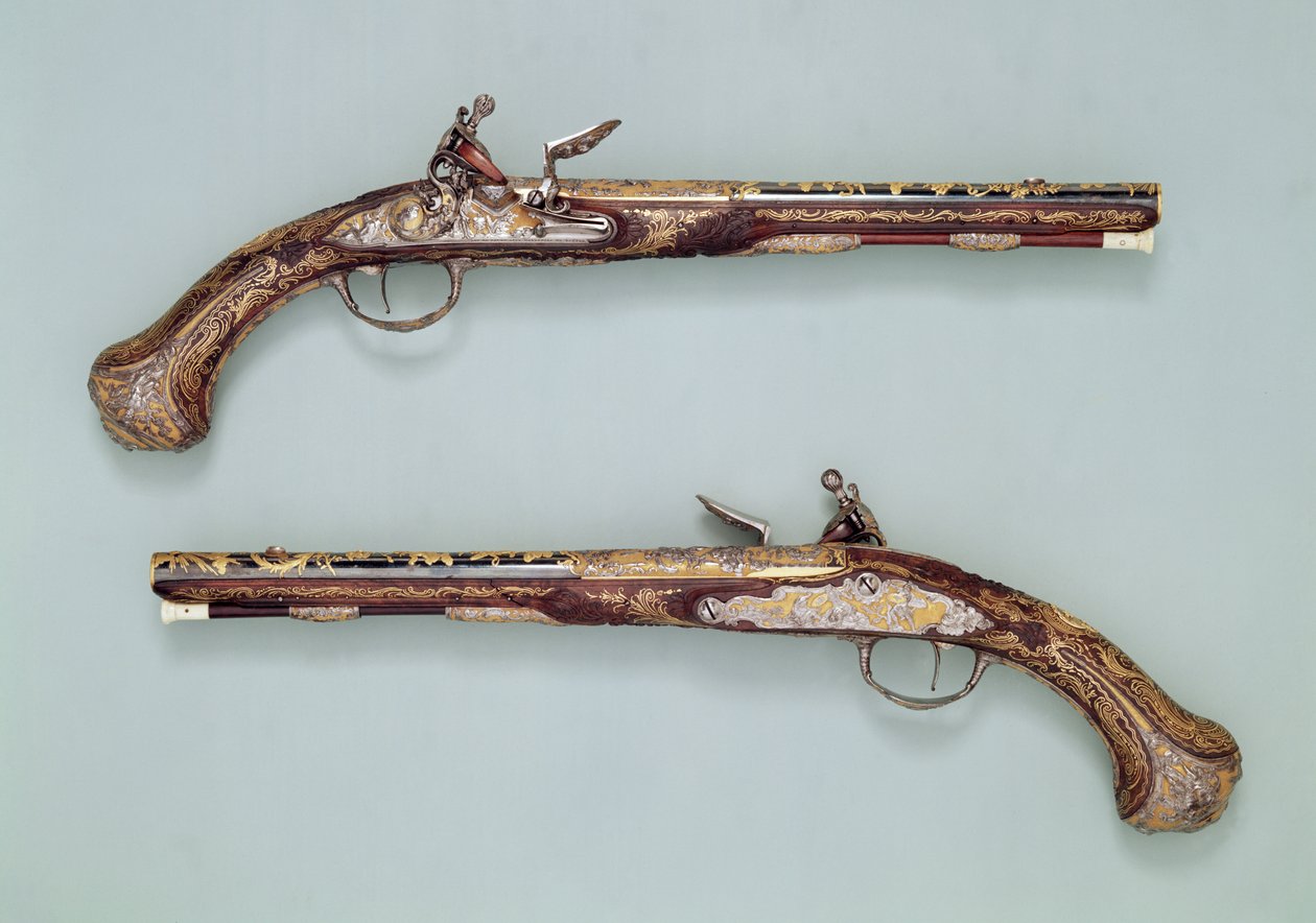 Flintlock-pistoler, 1690 av French School