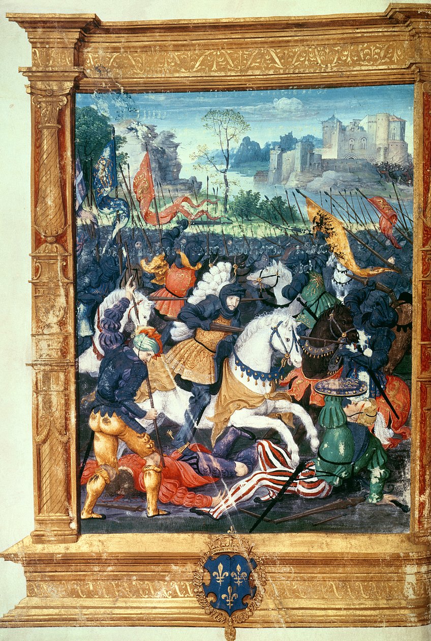 Francois I (1494-1547) i slaget ved Marignano, 14. september 1515 av French School