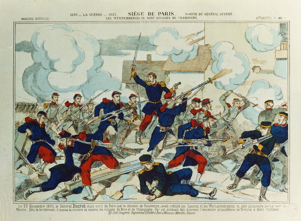 General Ducrot (1817-82) i slaget ved Champigny, 29. januar, 1870 av French School