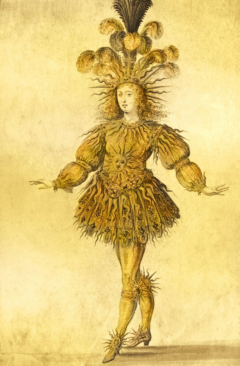 Kong Louis XIV av Frankrike i drakten til solkongen i balletten 