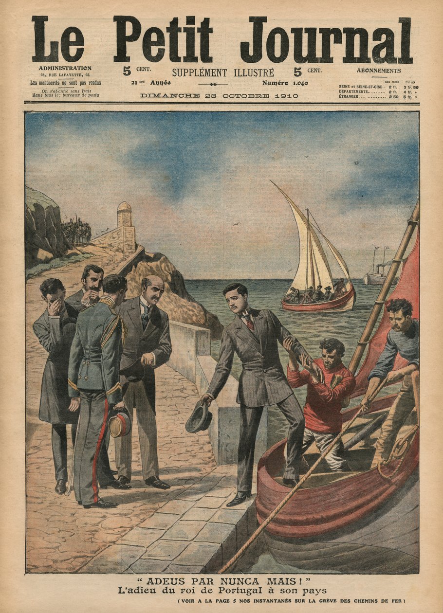 Kong Manuel II av Portugal tar farvel med landet sitt, 