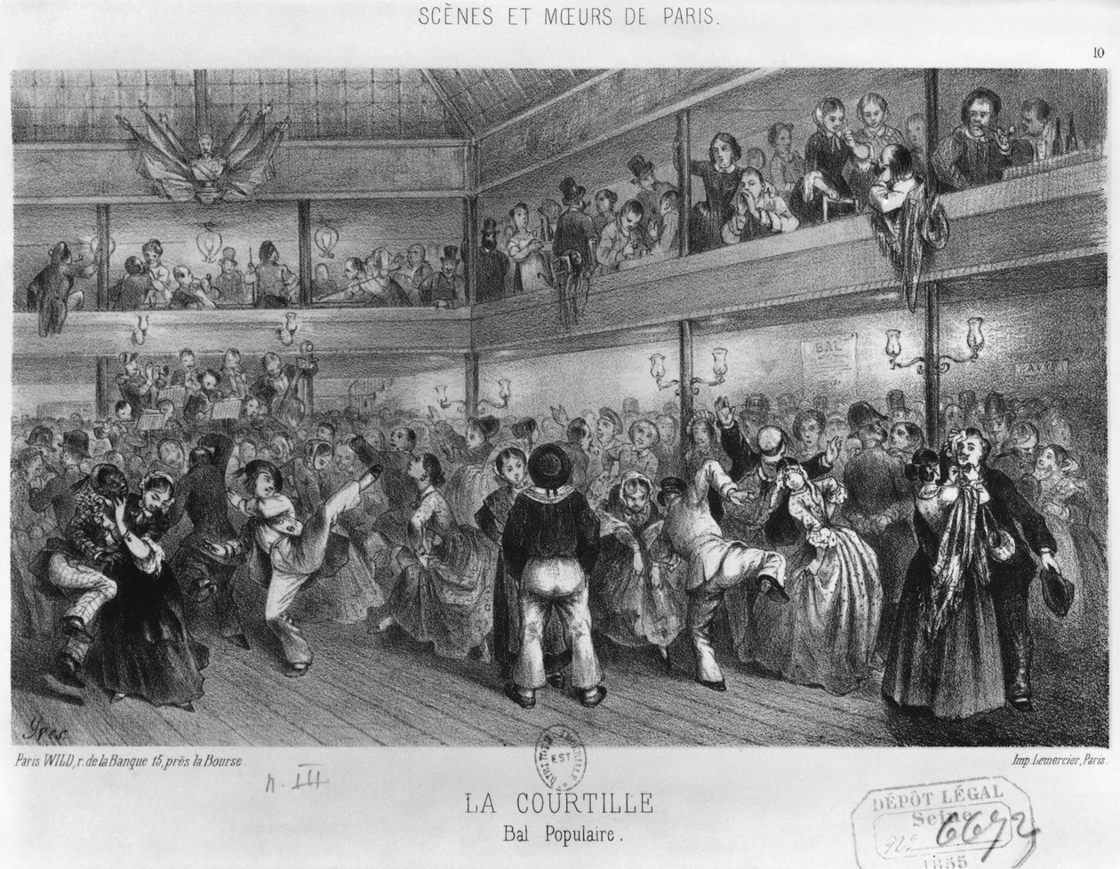 La Courtille, populær dans, gravert av Yves (1800-tallet) av French School