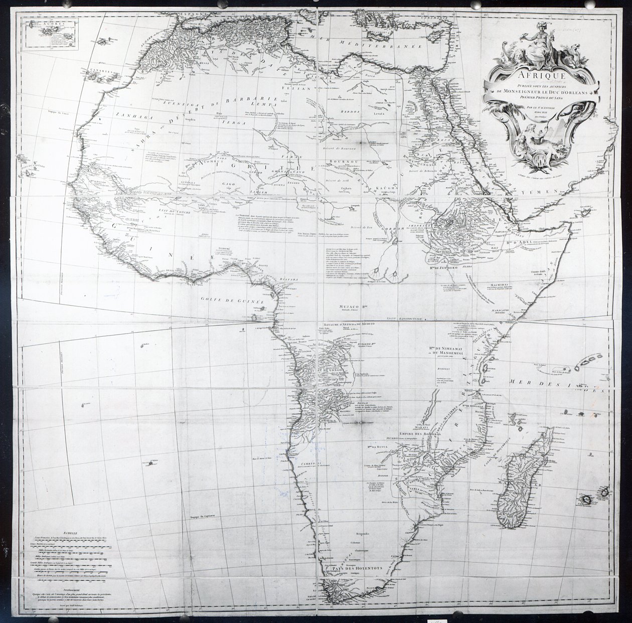 Kart over Afrika, gravert av Guillaume Delahaye, 1749 av French School