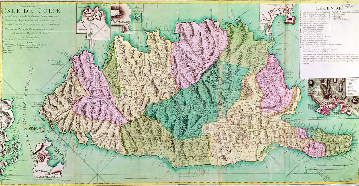 Militærkart over Korsika, 1768 av French School