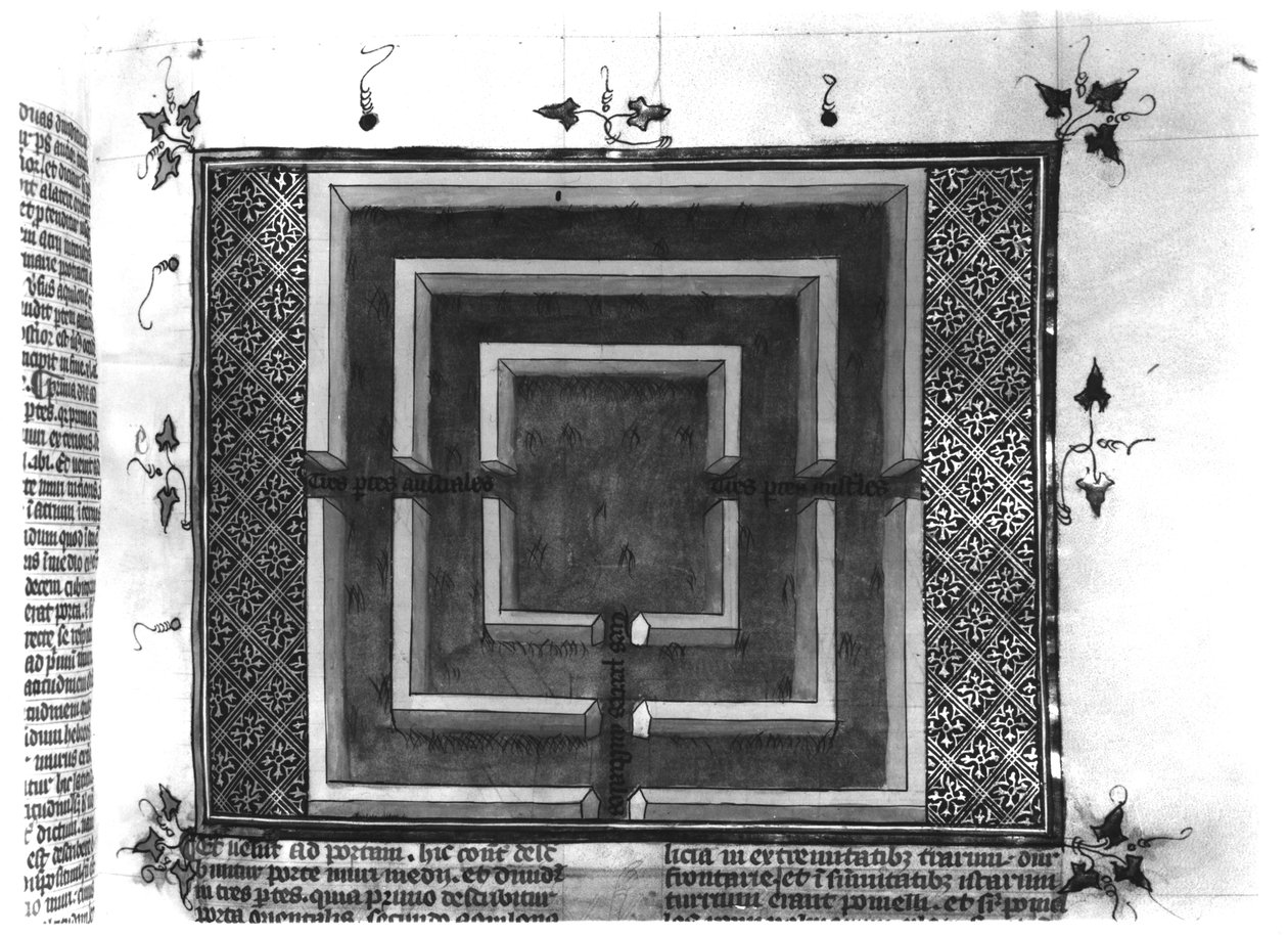 Ms 292 T III fol. 208r Labyrinth, illustrasjon fra 