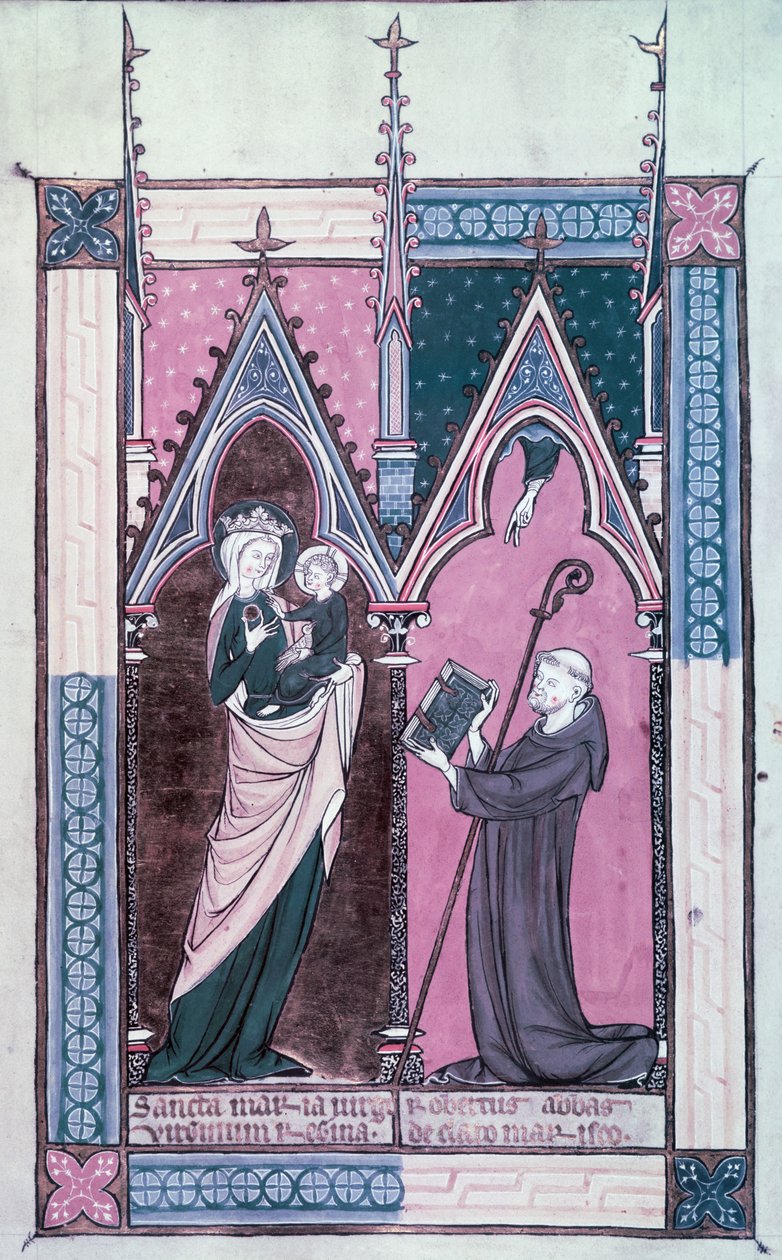 Ms.174 fol.2 Abbed Robert av Clairmarais presenterer sitt eksemplar av 