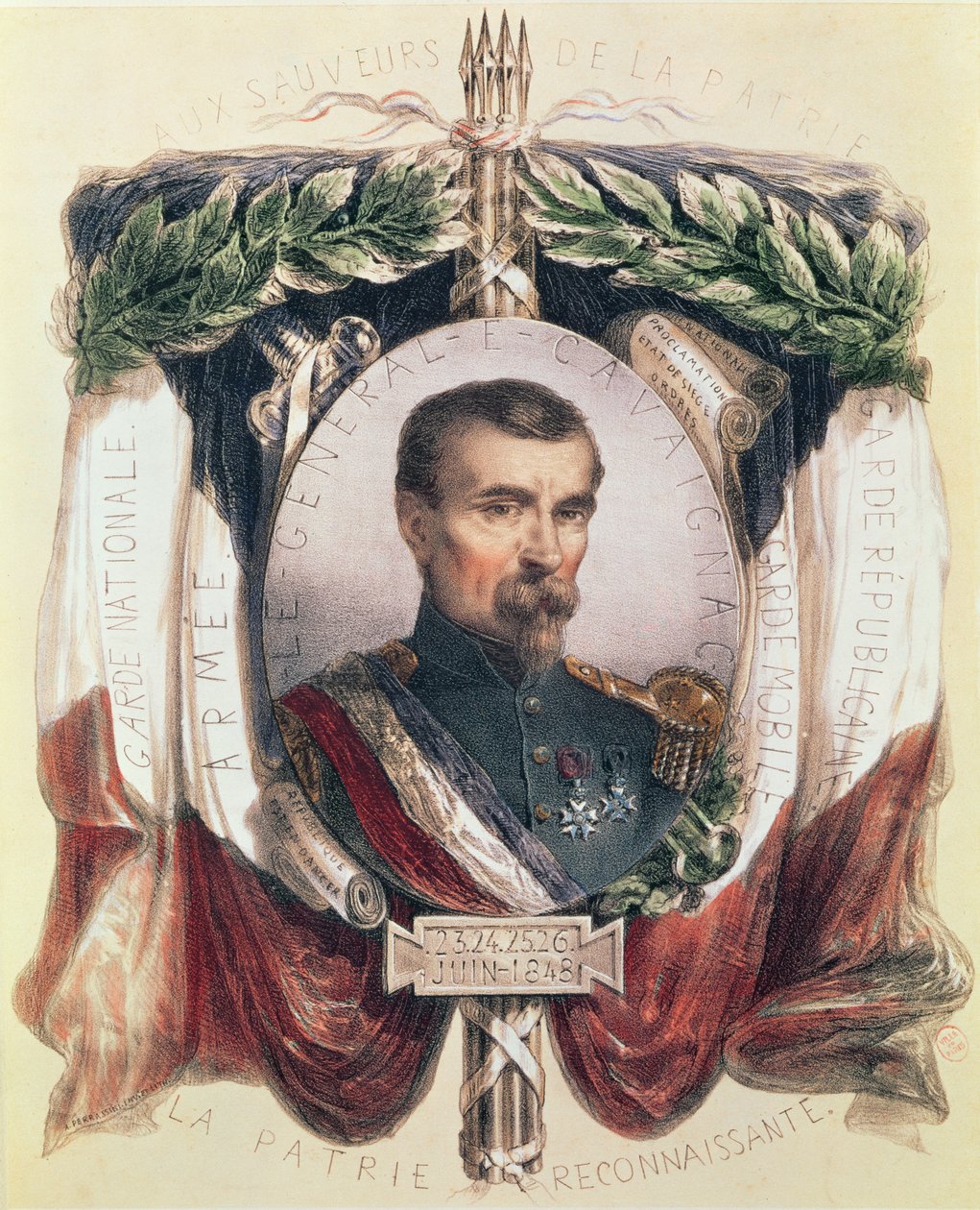 Portrett av general Louis Eugene Cavaignac (1802-57) av French School