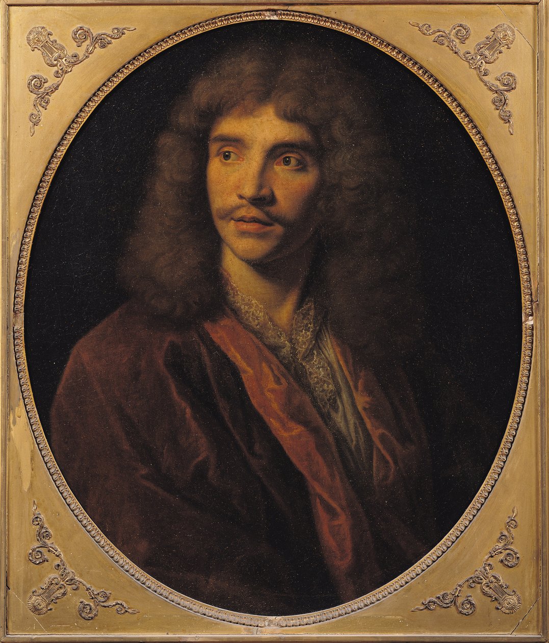 Portrett av Moliere (1622-73) av French School