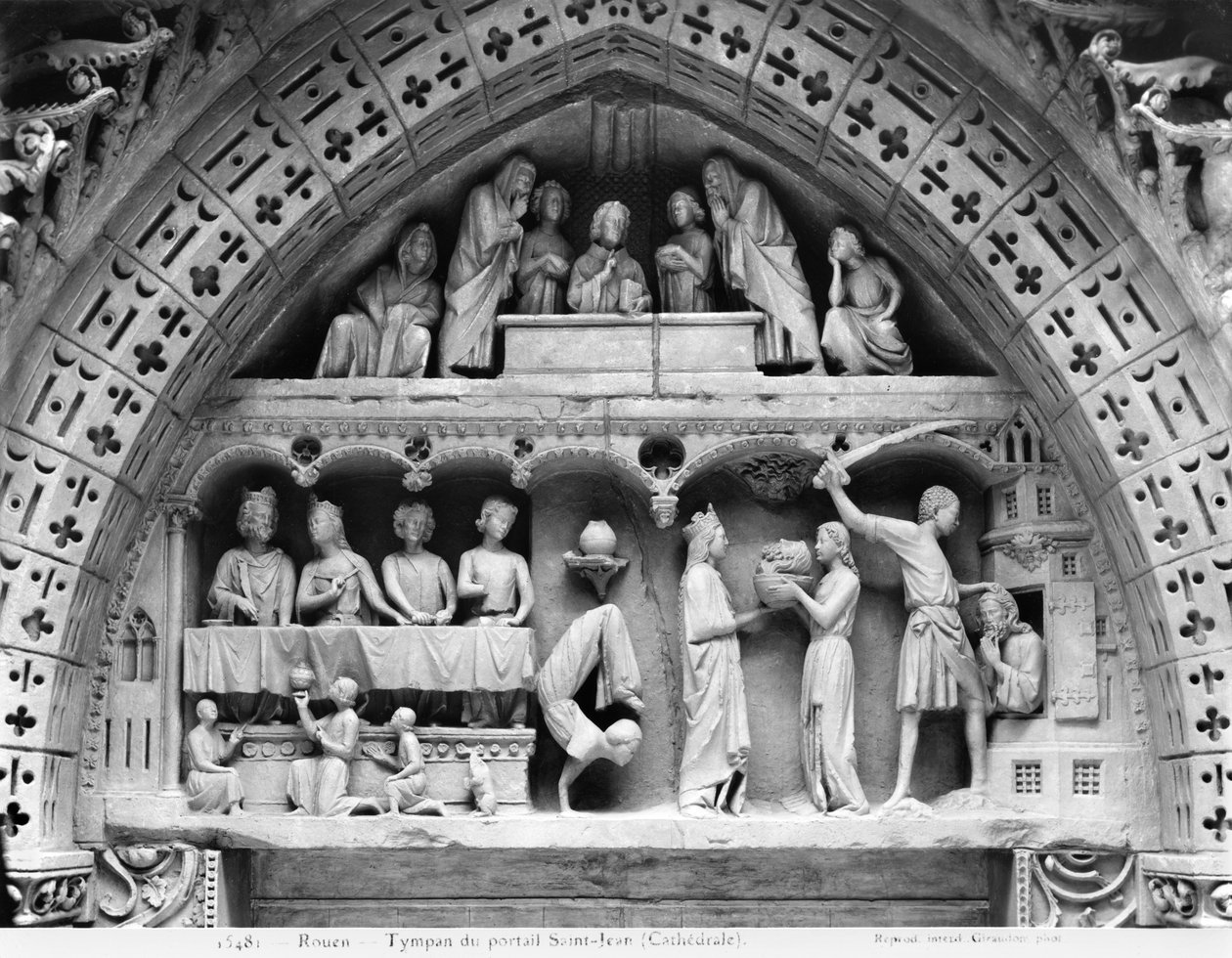 Rouen katedral, gjengivelse av tympanon fra fasadeportalen til døperen Johannes (gipsstøpt av stein) (se også 253209) av French School