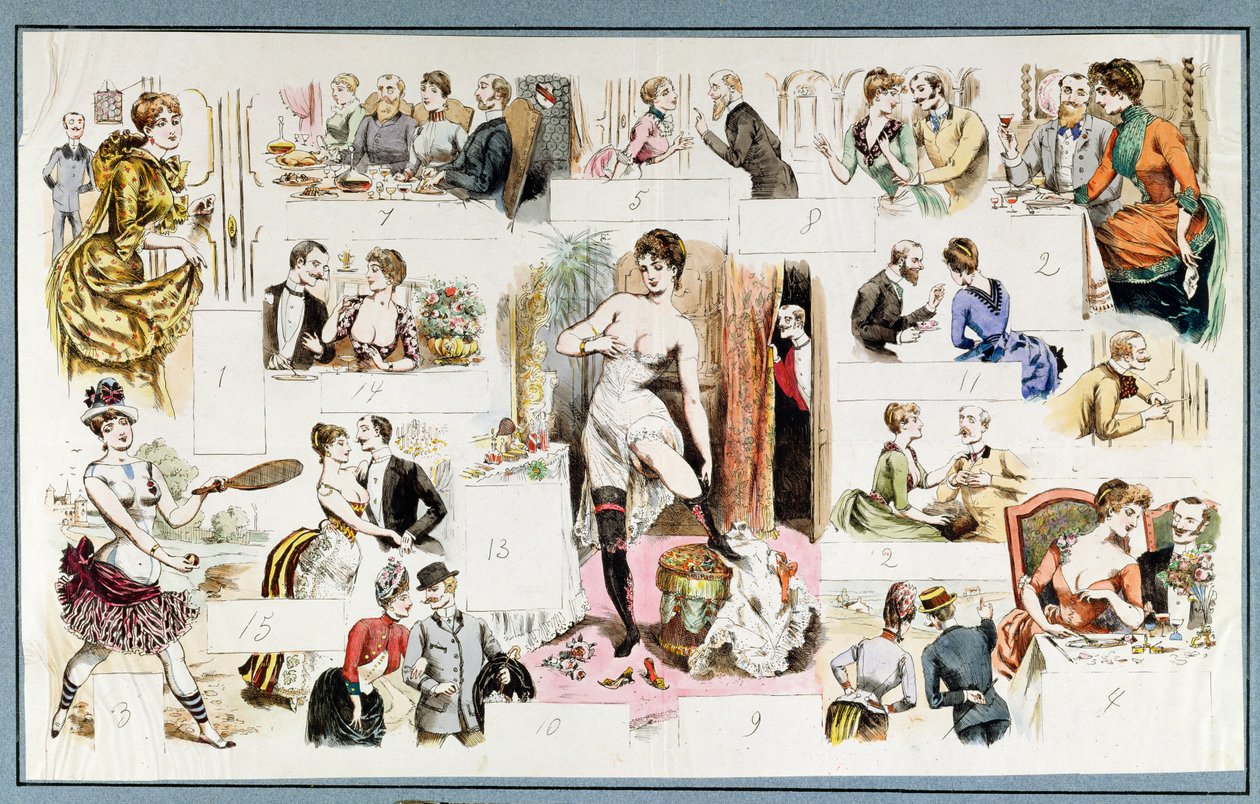 Scener fra dagliglivet til en kurtisan, ca. 1880 av French School