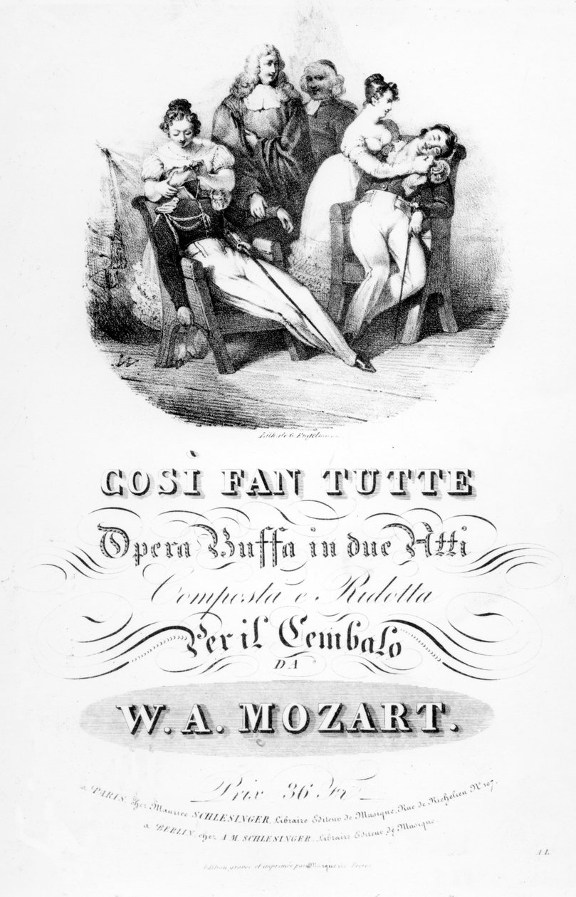 Noter til 'Cosi Fan Tutte' av Mozart av French School